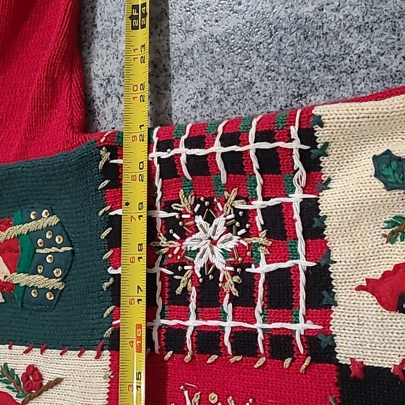Tiara International Large Christmas Patchwork Cardigan Full Zipper Sweater - Picture 10 of 12